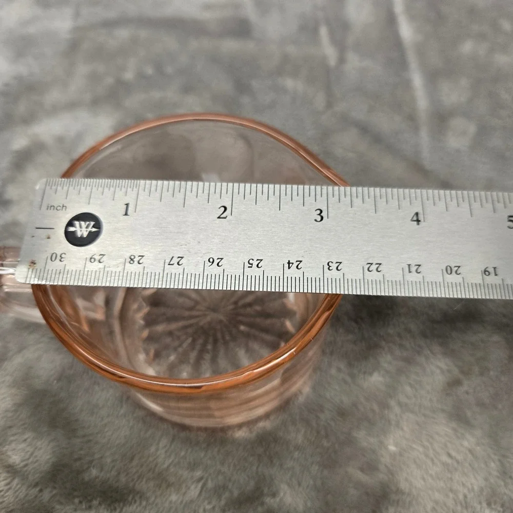 Vintage Pink Depression Glass Creamer Paneled Starburst Base Pitcher 3.5 inch